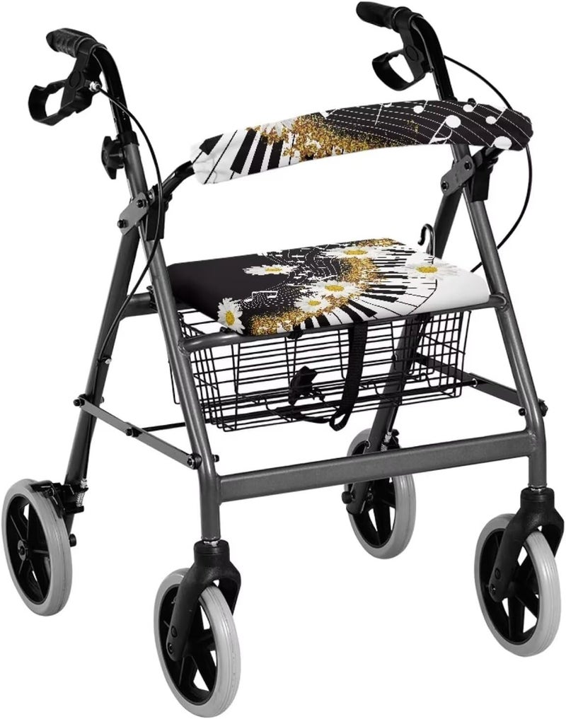 LedBack Daisy Rollator Walker Seat Cover Music Note Print Walker Accessories Walkers for Seniors Accessories Protective Cover - Image 2